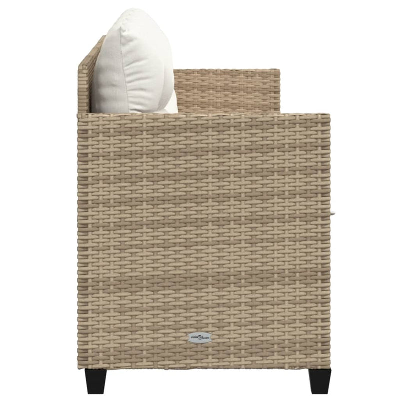 vidaXL bézs polyrattan napozóágy párnával