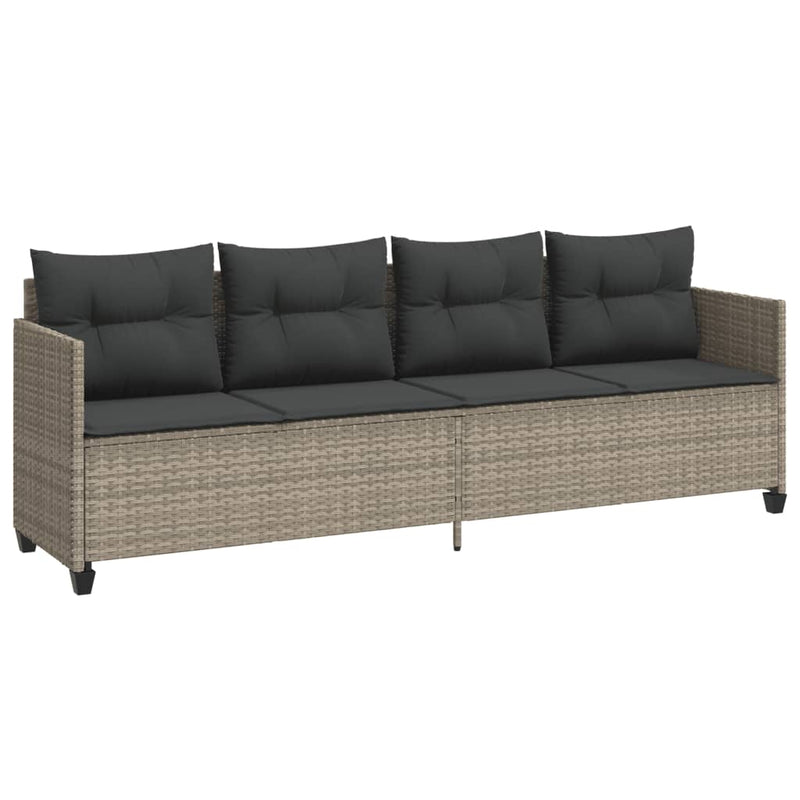 vidaXL világosszürke polyrattan napozóágy párnával