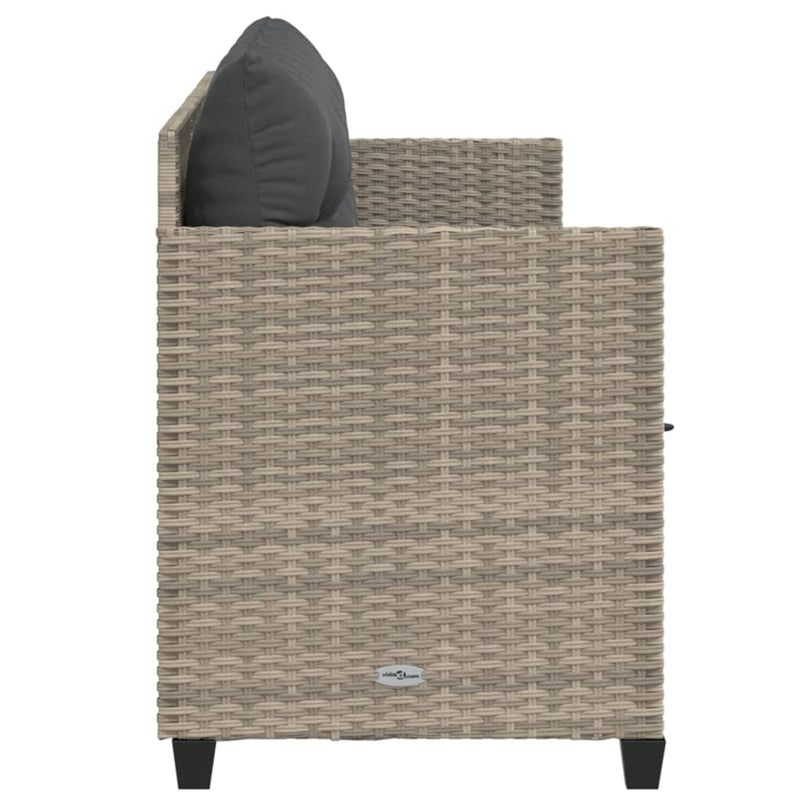 vidaXL világosszürke polyrattan napozóágy párnával