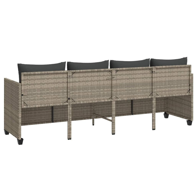 vidaXL világosszürke polyrattan napozóágy párnával