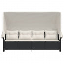 vidaXL fekete polyrattan napozóágy tetővel és párnával