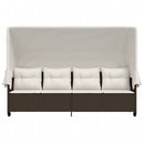 vidaXL barna polyrattan napozóágy tetővel és párnával