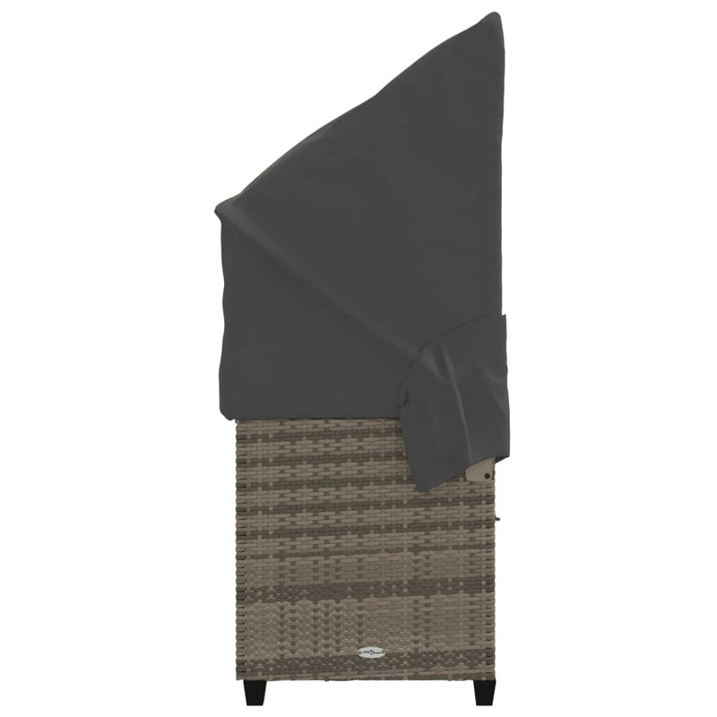 vidaXL szürke polyrattan napozóágy tetővel és párnával