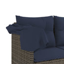 vidaXL szürke polyrattan napozóágy tetővel és párnával