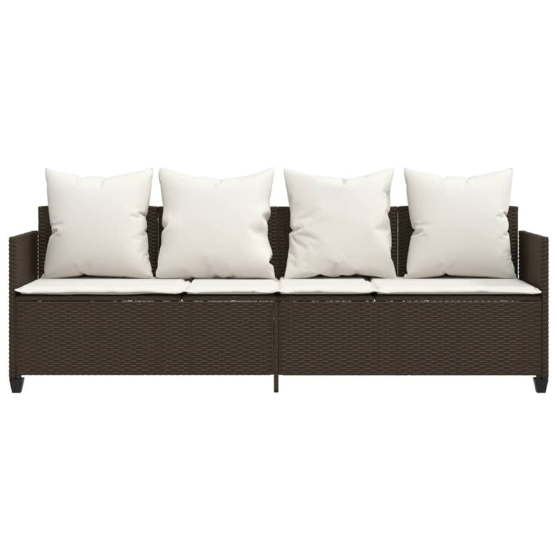 vidaXL barna polyrattan napozóágy párnával