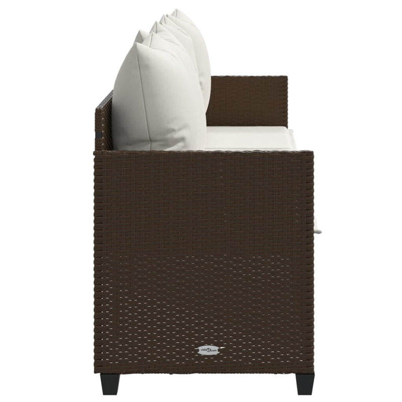 vidaXL barna polyrattan napozóágy párnával