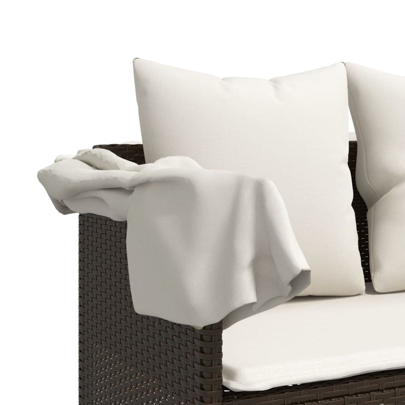 vidaXL barna polyrattan napozóágy párnával