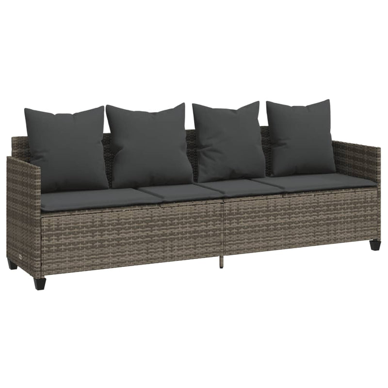 vidaXL szürke polyrattan napozóágy párnával