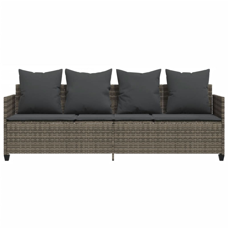vidaXL szürke polyrattan napozóágy párnával