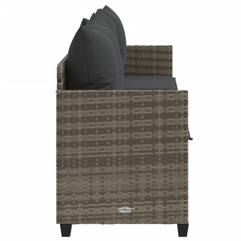 vidaXL szürke polyrattan napozóágy párnával