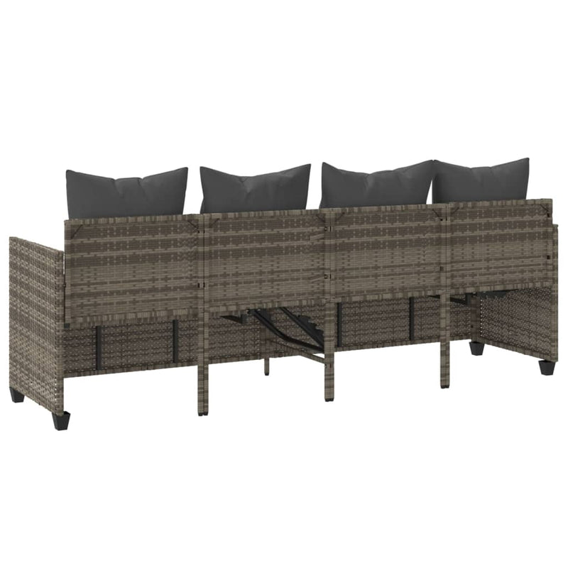 vidaXL szürke polyrattan napozóágy párnával
