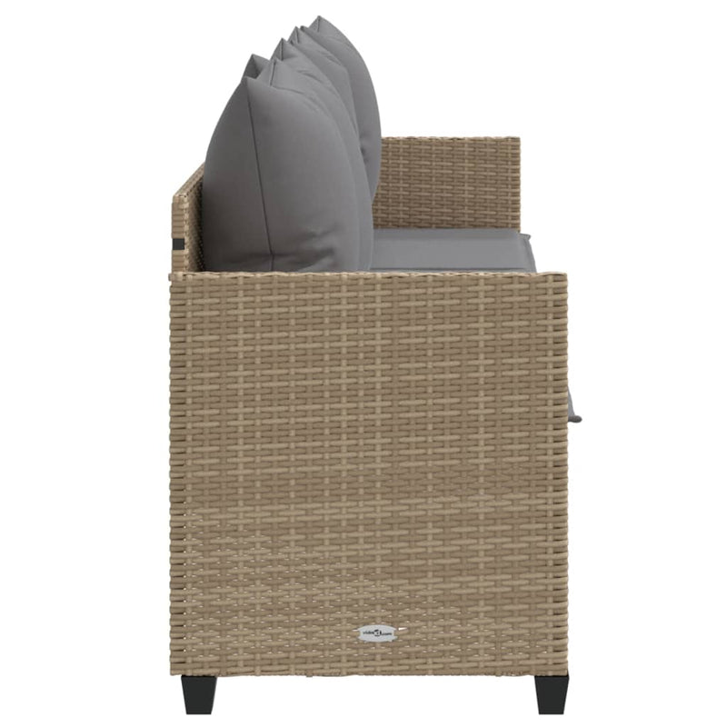 vidaXL bézs polyrattan napozóágy párnával