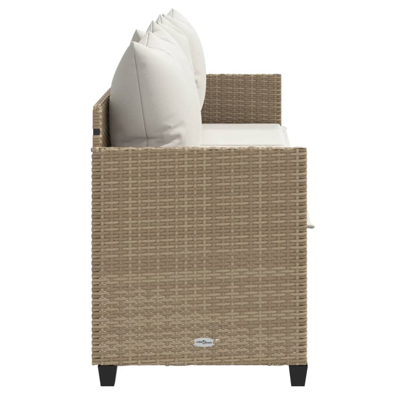 vidaXL bézs polyrattan napozóágy párnával