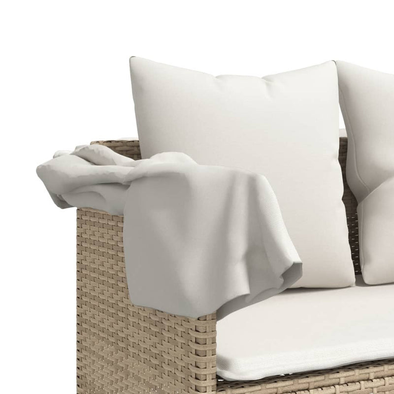 vidaXL bézs polyrattan napozóágy párnával