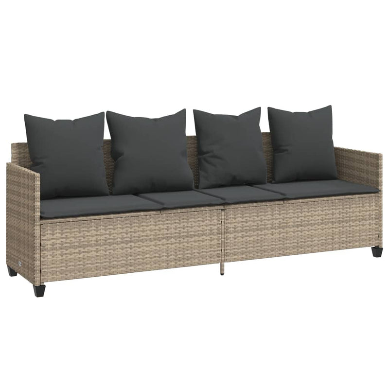 vidaXL világosszürke polyrattan napozóágy párnával