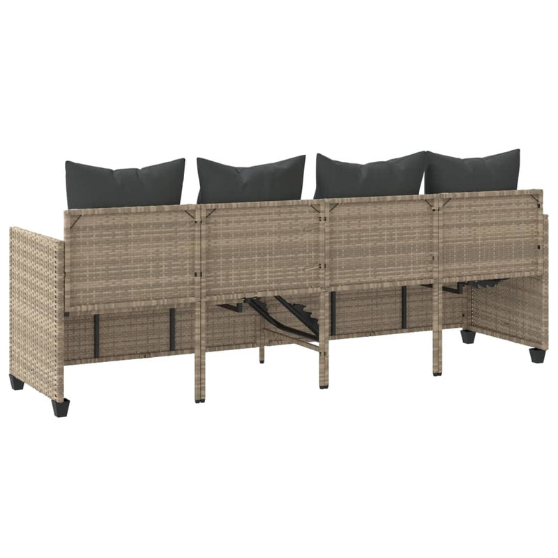 vidaXL világosszürke polyrattan napozóágy párnával
