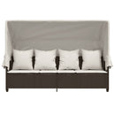 vidaXL barna polyrattan napozóágy tetővel és párnával