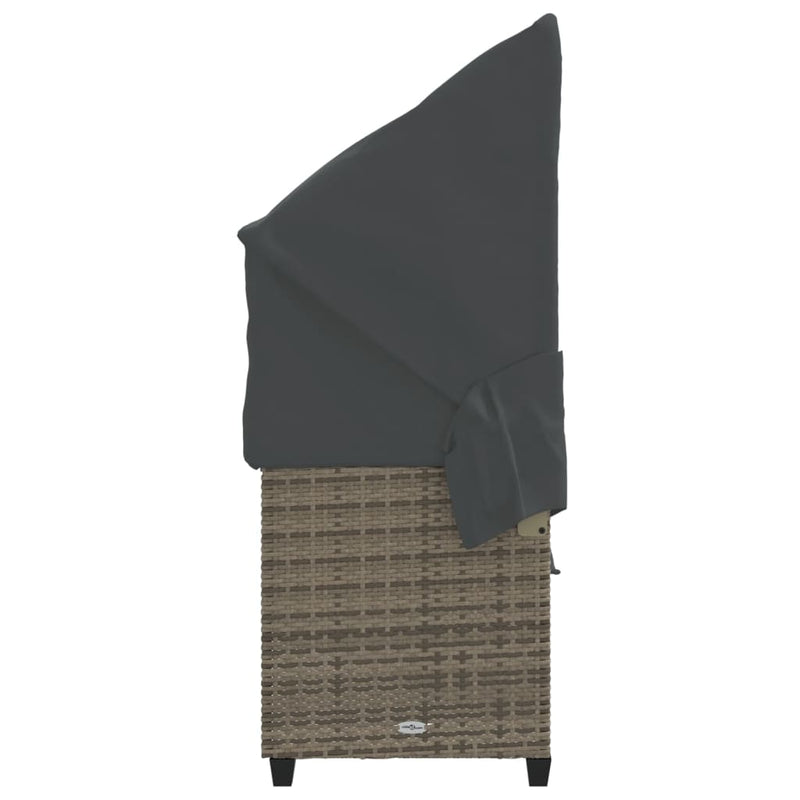 vidaXL szürke polyrattan napozóágy tetővel és párnával