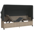 vidaXL világosszürke polyrattan napozóágy tetővel és párnával