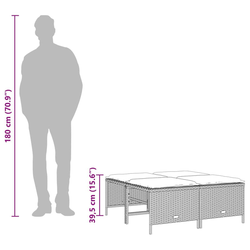 vidaXL 4 db fekete polyrattan kerti szék párnákkal