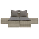 vidaXL szürke polyrattan dupla napozóágy párnával