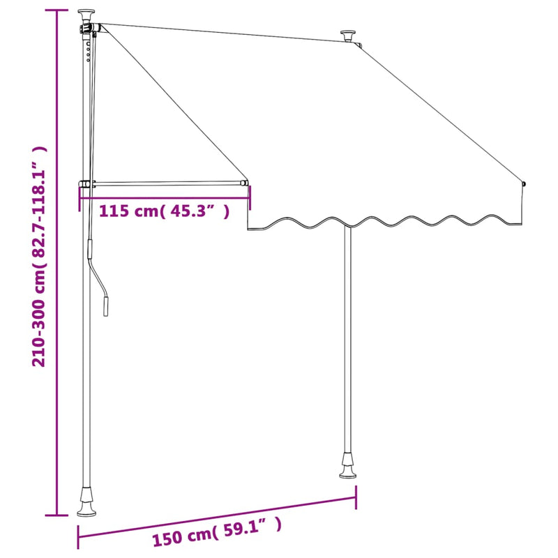 vidaXL antracit szövet és acél feltekerhető napellenző 150 x 150 cm