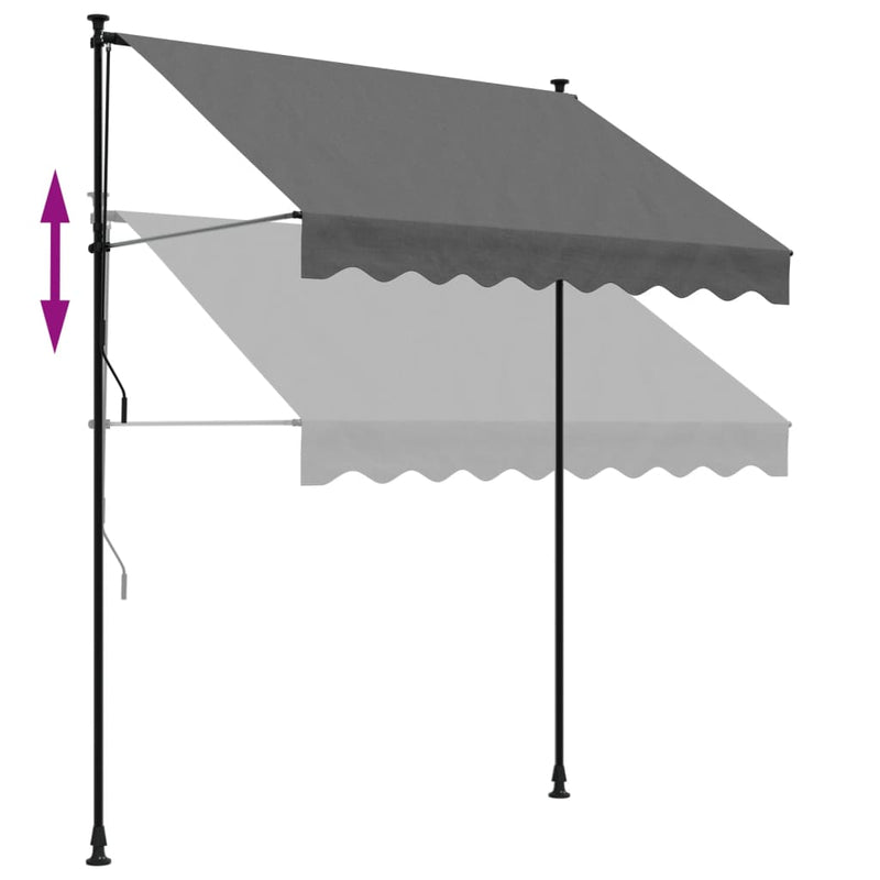 vidaXL antracit szövet és acél feltekerhető napellenző 200 x 150 cm