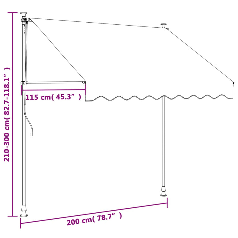 vidaXL antracit szövet és acél feltekerhető napellenző 200 x 150 cm