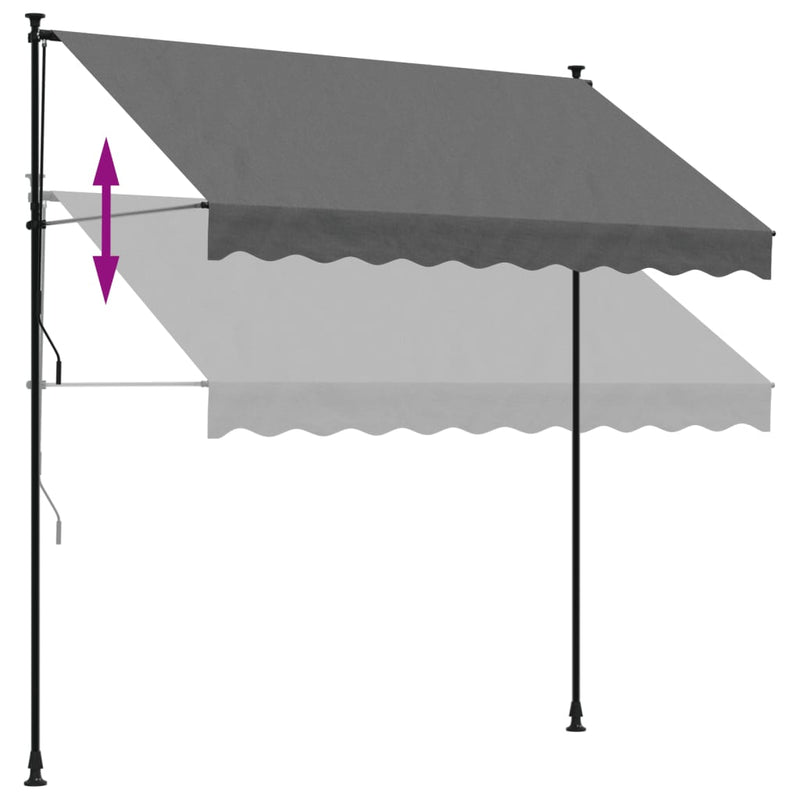 vidaXL antracit szövet és acél feltekerhető napellenző 250 x 150 cm