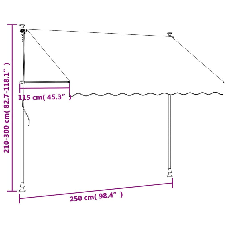 vidaXL antracit szövet és acél feltekerhető napellenző 250 x 150 cm