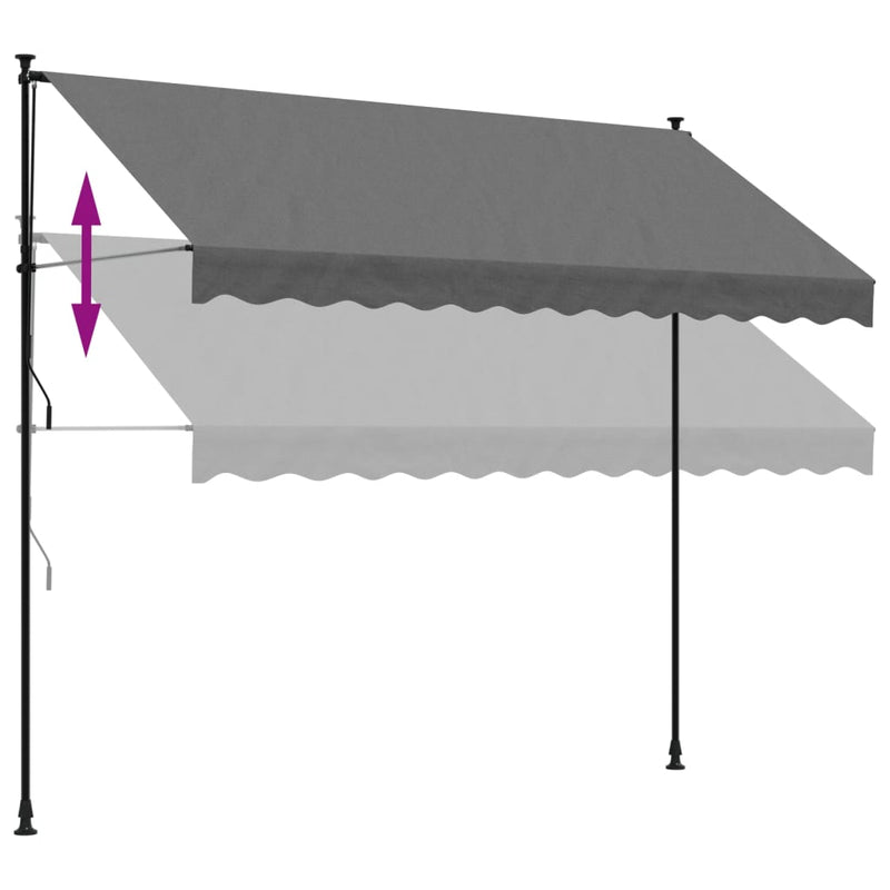 vidaXL antracit szövet és acél feltekerhető napellenző 300 x 150 cm