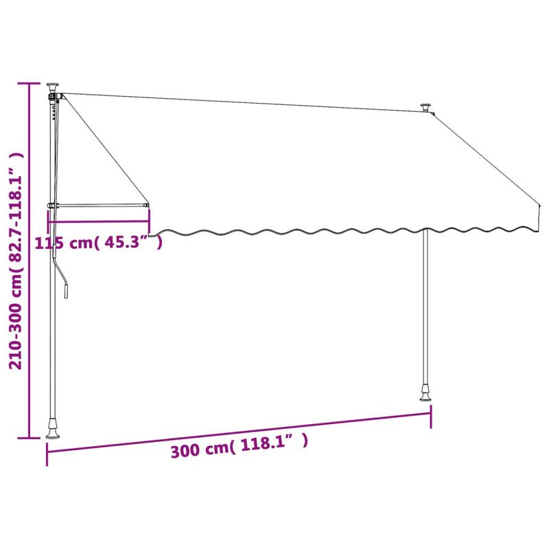 vidaXL antracit szövet és acél feltekerhető napellenző 300 x 150 cm