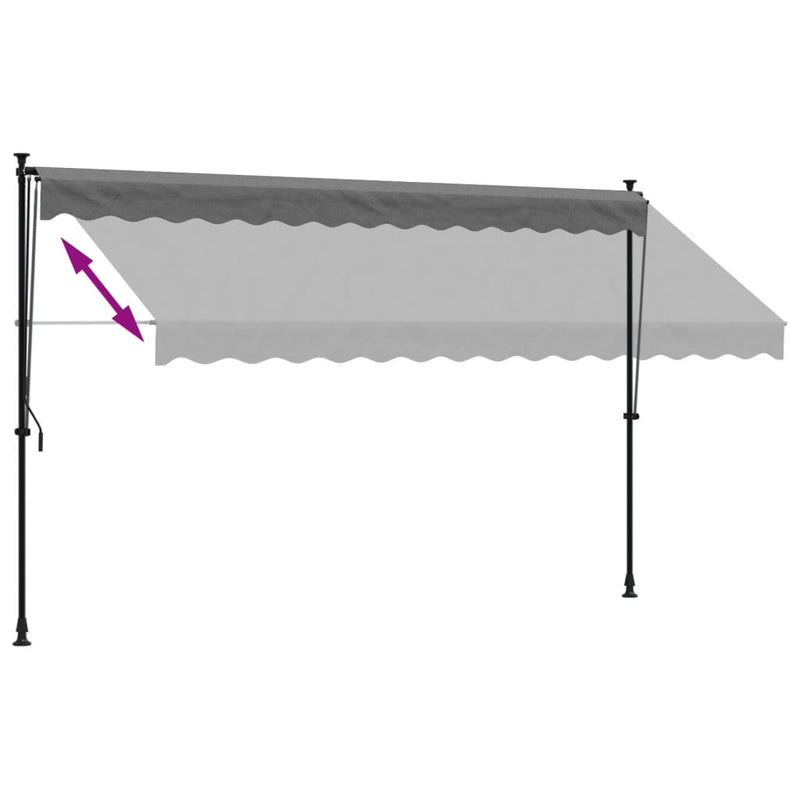vidaXL antracit szövet és acél feltekerhető napellenző 350 x 150 cm