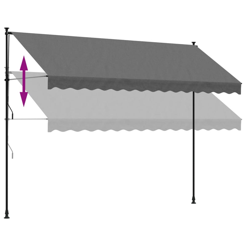 vidaXL antracit szövet és acél feltekerhető napellenző 350 x 150 cm