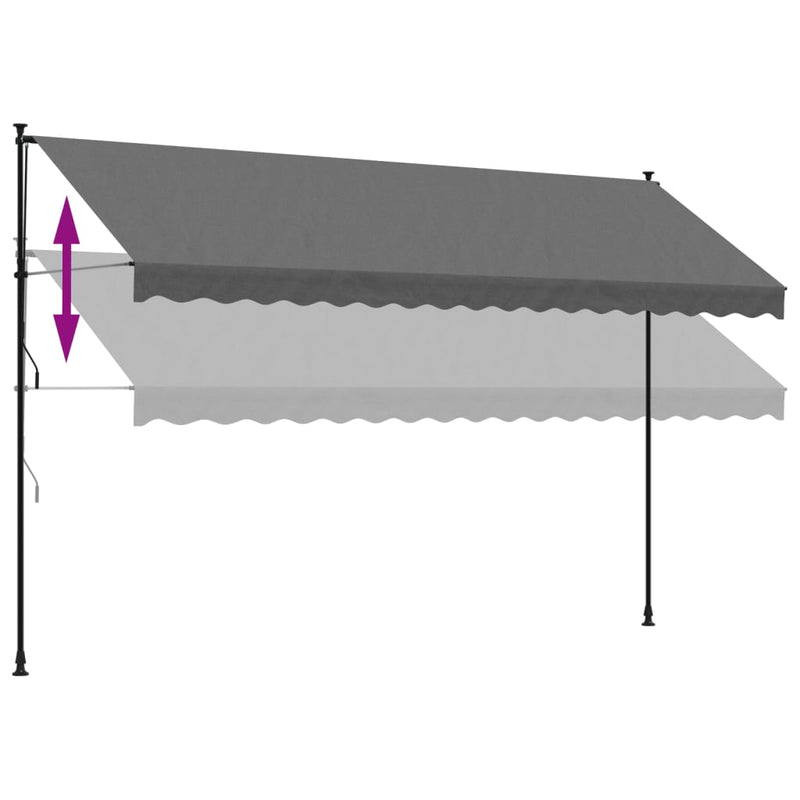 vidaXL antracit szövet és acél feltekerhető napellenző 400 x 150 cm