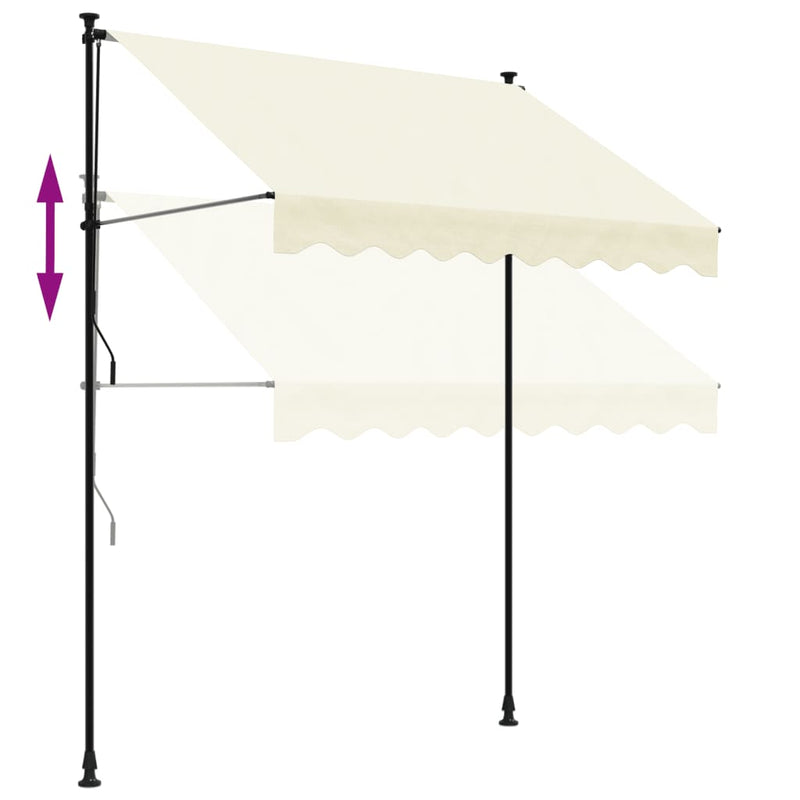 vidaXL krémszínű szövet és acél feltekerhető napellenző 200 x 150 cm