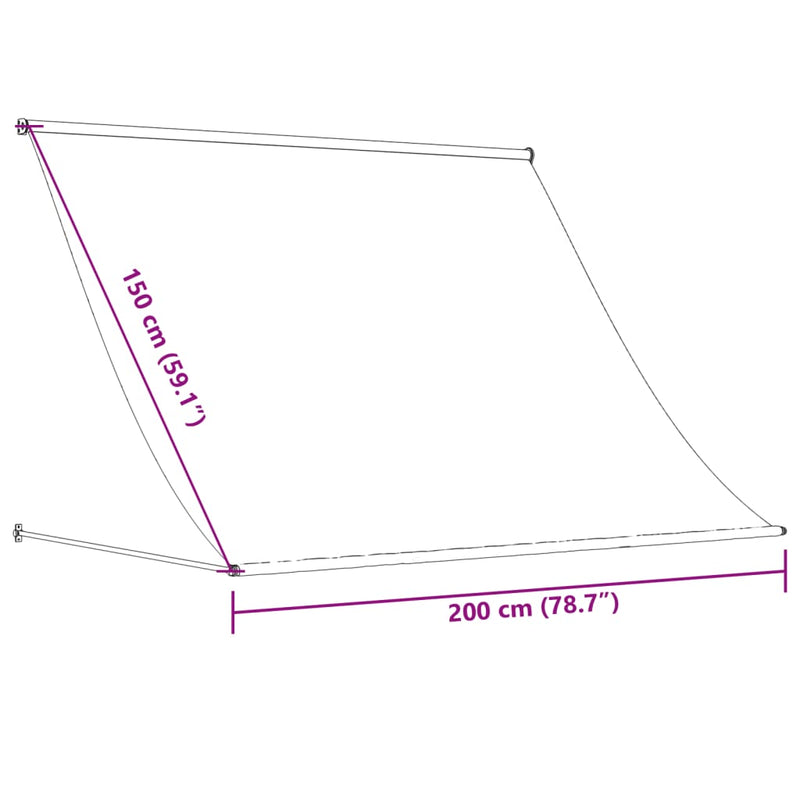 vidaXL krémszínű szövet és acél feltekerhető napellenző 200 x 150 cm