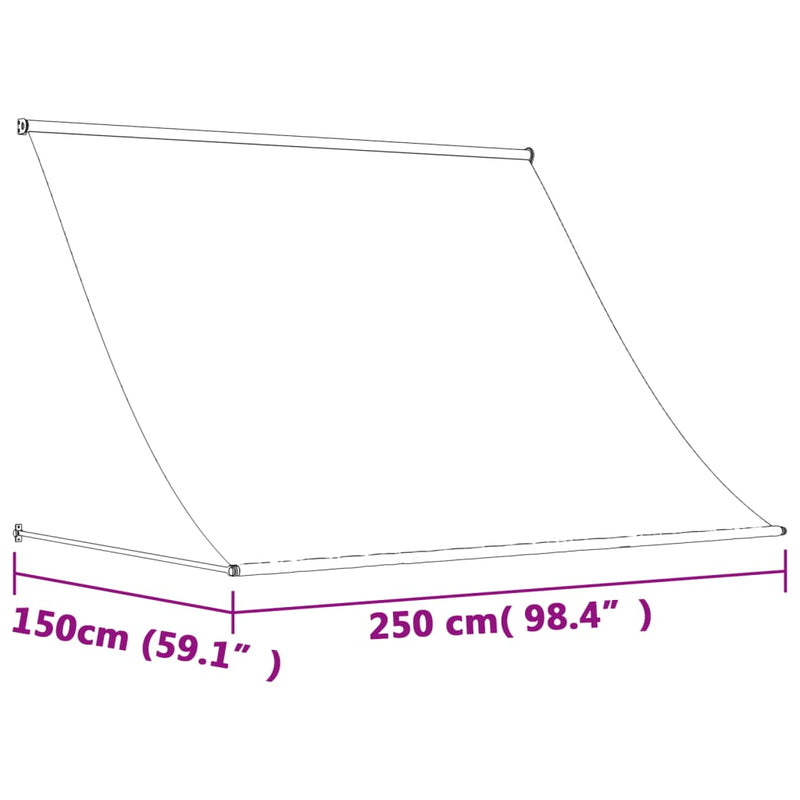 vidaXL krémszínű szövet és acél feltekerhető napellenző 250 x 150 cm