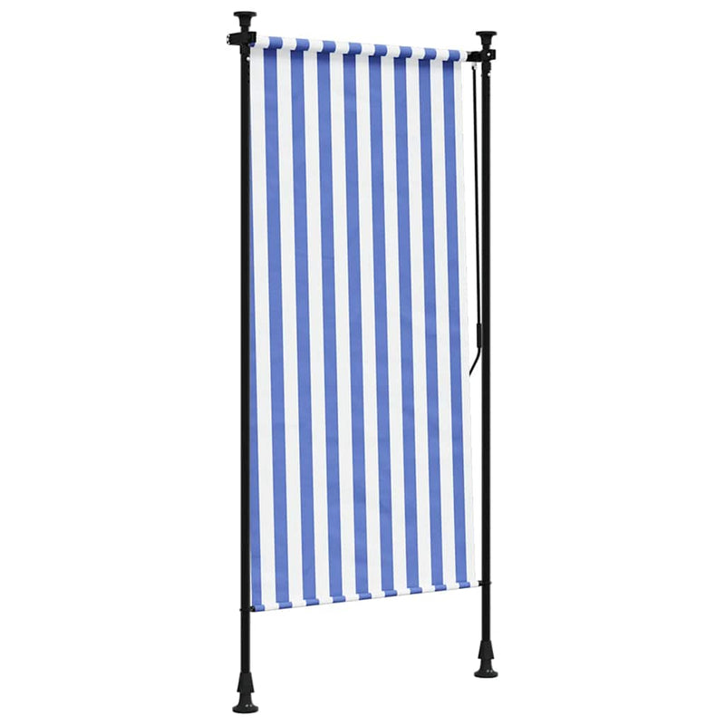vidaXL kék és fehér szövet és acél kültéri roló 100 x 270 cm