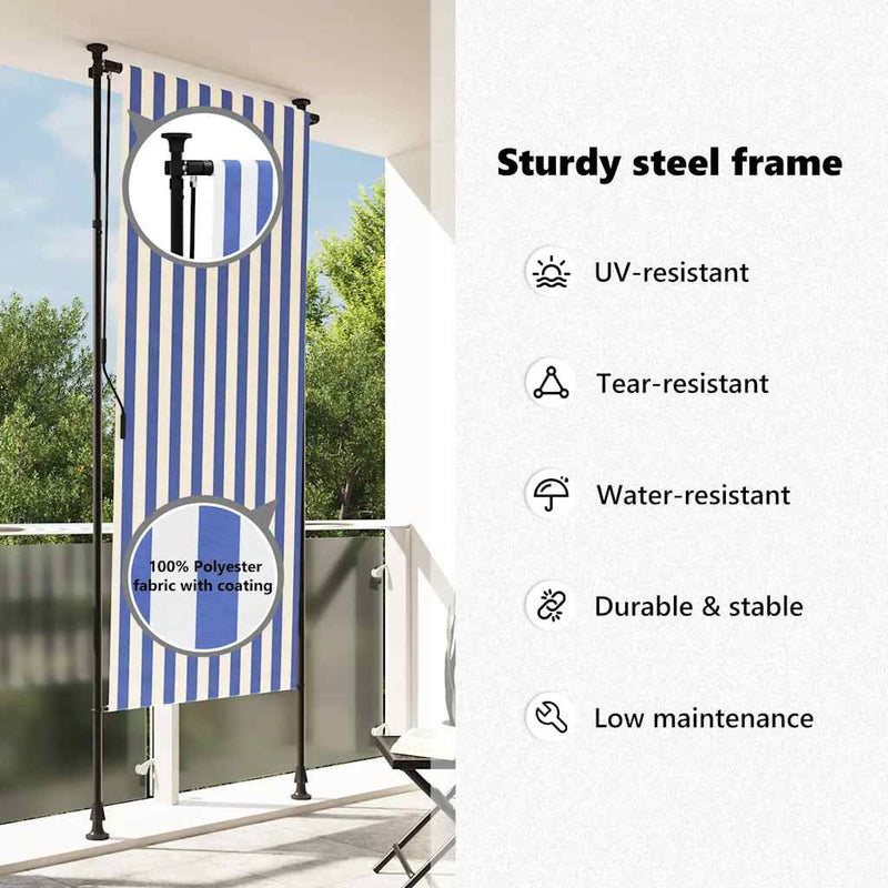 vidaXL kék és fehér szövet és acél kültéri roló 100 x 270 cm