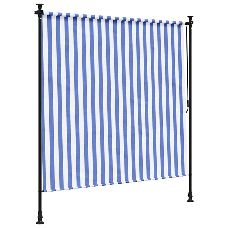 vidaXL kék és fehér szövet és acél kültéri roló 200 x 270 cm