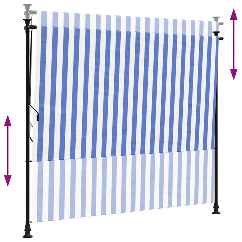 vidaXL kék és fehér szövet és acél kültéri roló 200 x 270 cm