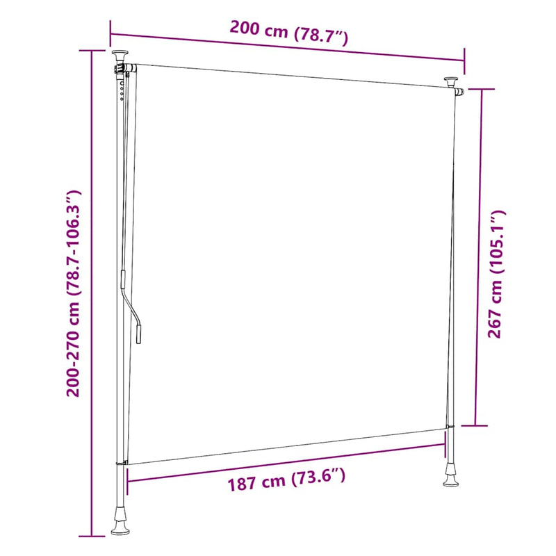 vidaXL kék és fehér szövet és acél kültéri roló 200 x 270 cm