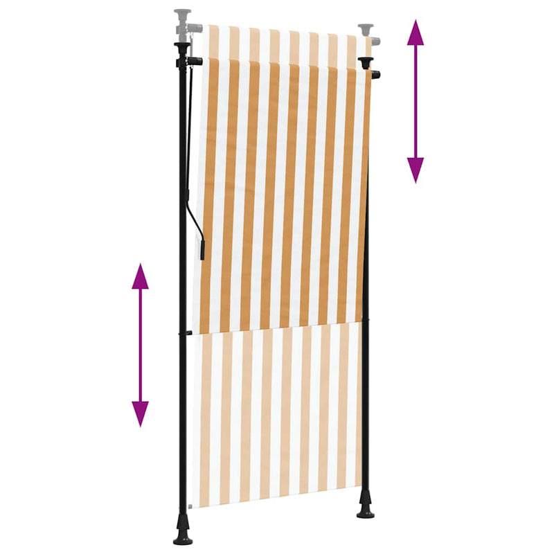 vidaXL narancssárga és fehér szövet és acél kültéri roló 100 x 270 cm