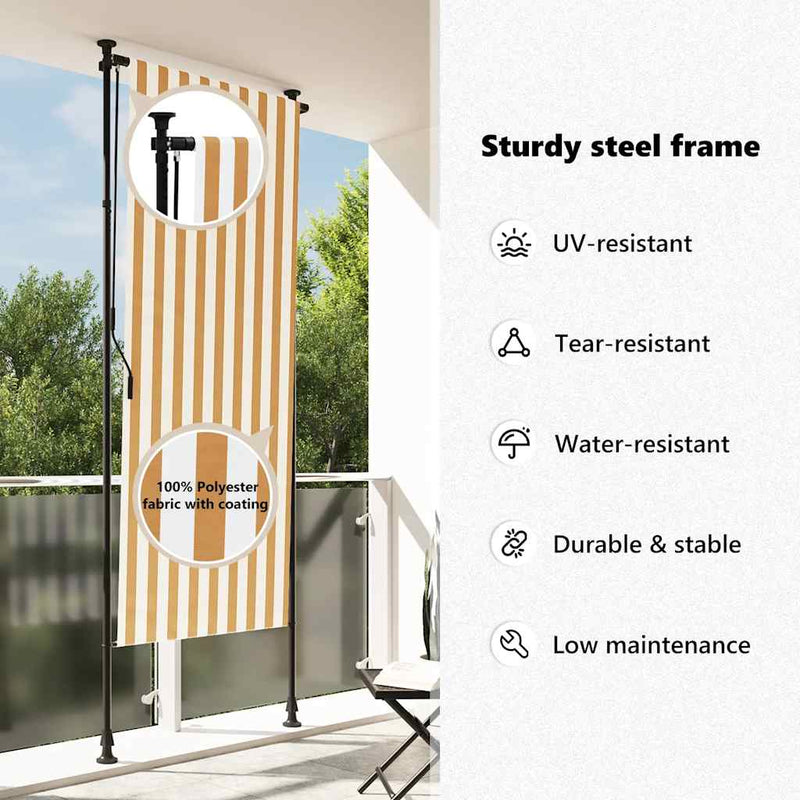 vidaXL narancssárga és fehér szövet és acél kültéri roló 100 x 270 cm