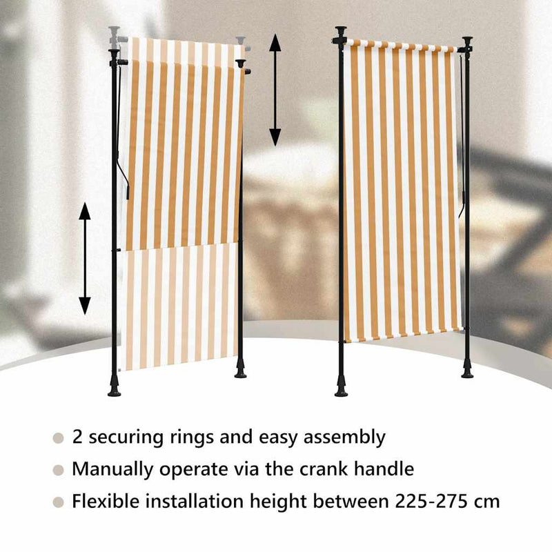 vidaXL narancssárga és fehér szövet és acél kültéri roló 100 x 270 cm