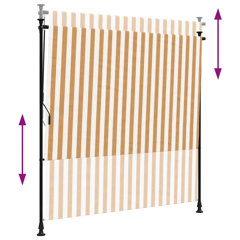 vidaXL narancssárga és fehér szövet és acél kültéri roló 200 x 270 cm