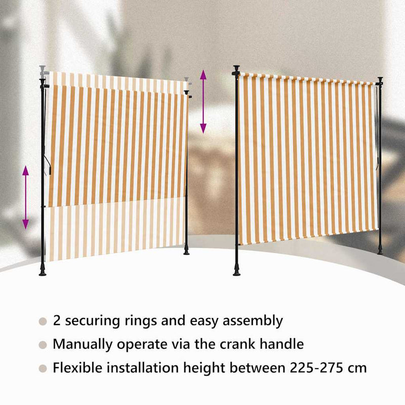 vidaXL narancssárga és fehér szövet és acél kültéri roló 200 x 270 cm