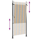 vidaXL sárga és fehér szövet és acél kültéri roló 120 x 270 cm