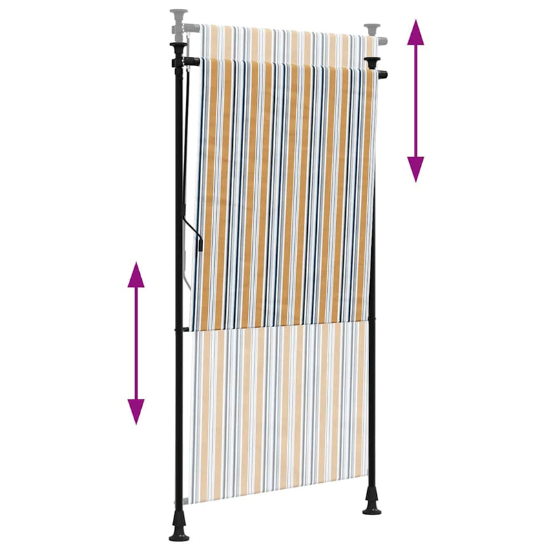 vidaXL sárga és fehér szövet és acél kültéri roló 120 x 270 cm